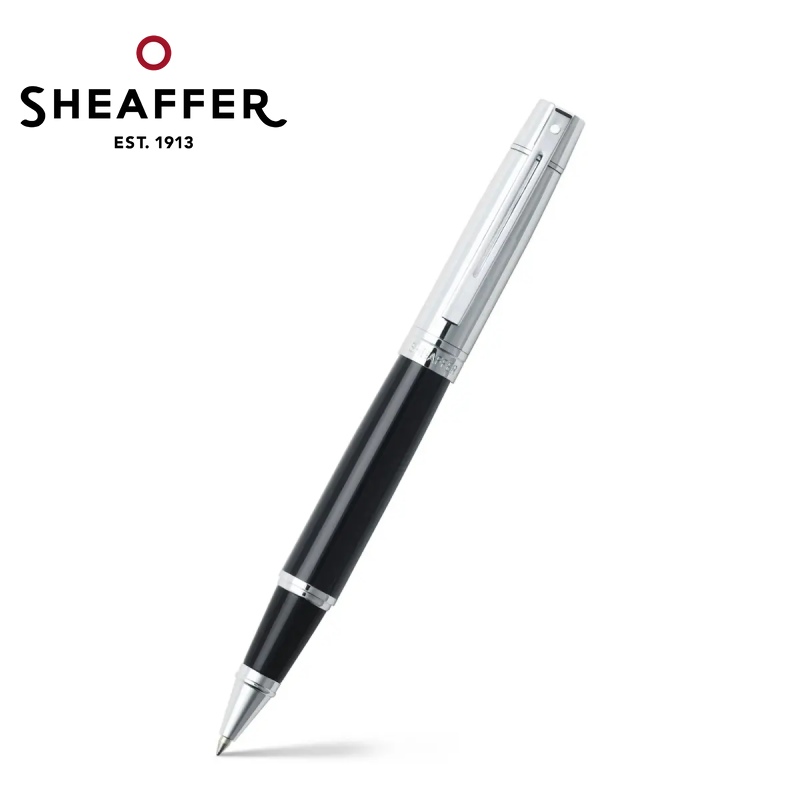 免費客製化刻字【Sheaffer】300黑桿銀蓋鋼珠筆 SFE1931451✿50B003